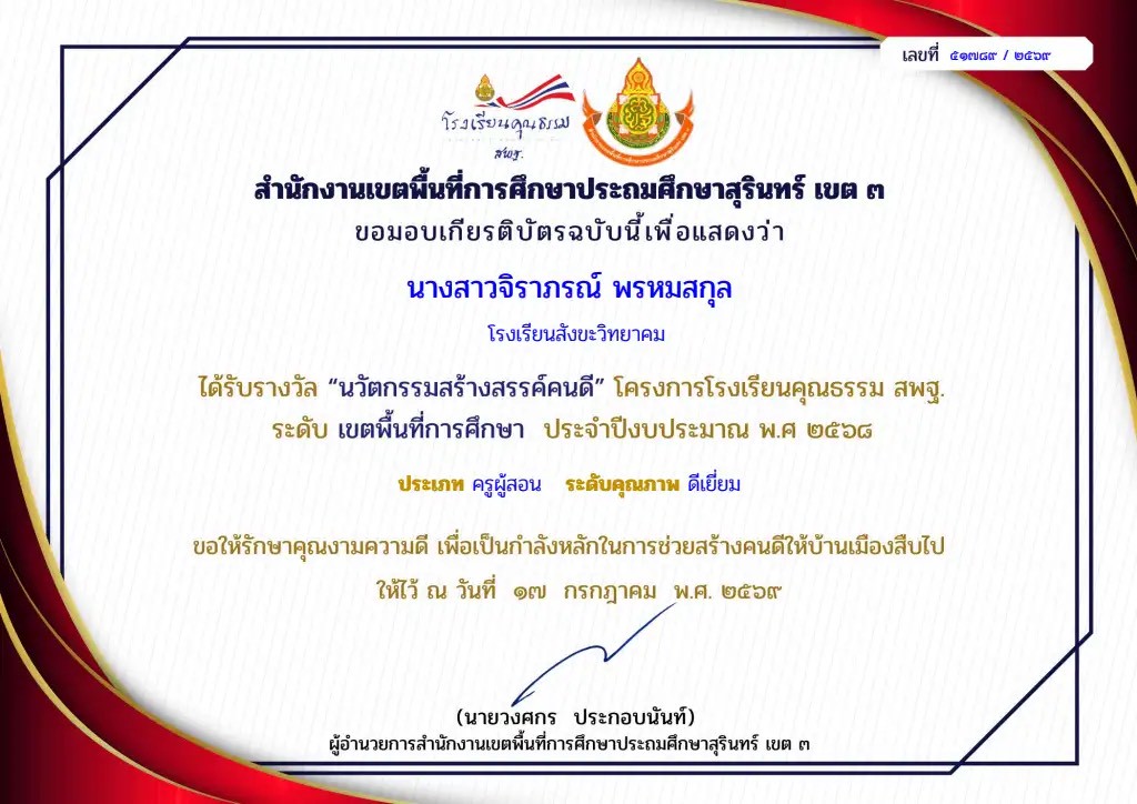 นวัตกรรมสร้างสรรค์คนดี